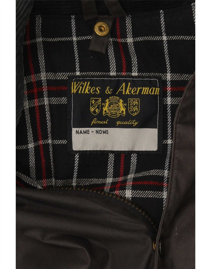 Jaqueta masculina de algodão encerado Wilkes&Akerman Reino Unido 40 grande cinza
