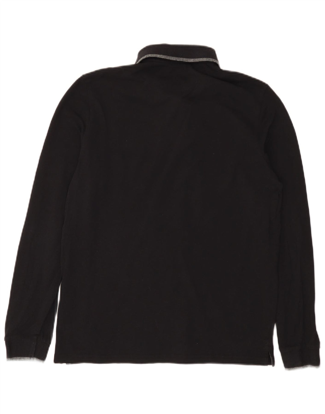 Camisa polo masculina de manga comprida CHAMPION pequena de algodão preto