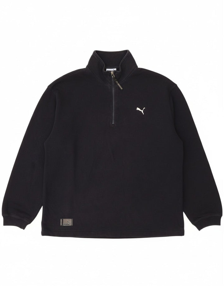 Moletom masculino PUMA com zíper e gola alta algodão azul marinho médio