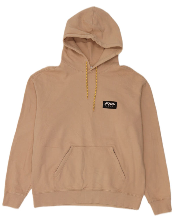 Fila Mens Graphic Loose Fit Hoodie Jumper Grande Bege
