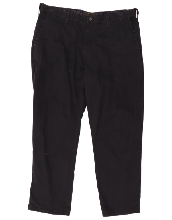 Calça chino masculina reta regular Marks & Spencer W38 L29 azul marinho