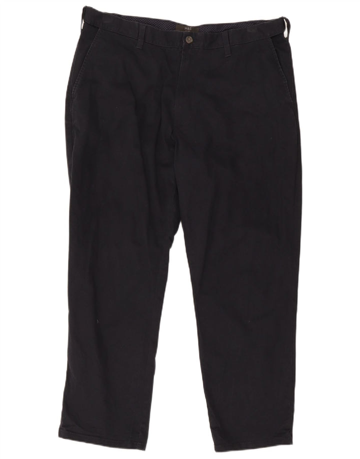 Calça chino masculina reta regular Marks & Spencer W38 L29 azul marinho