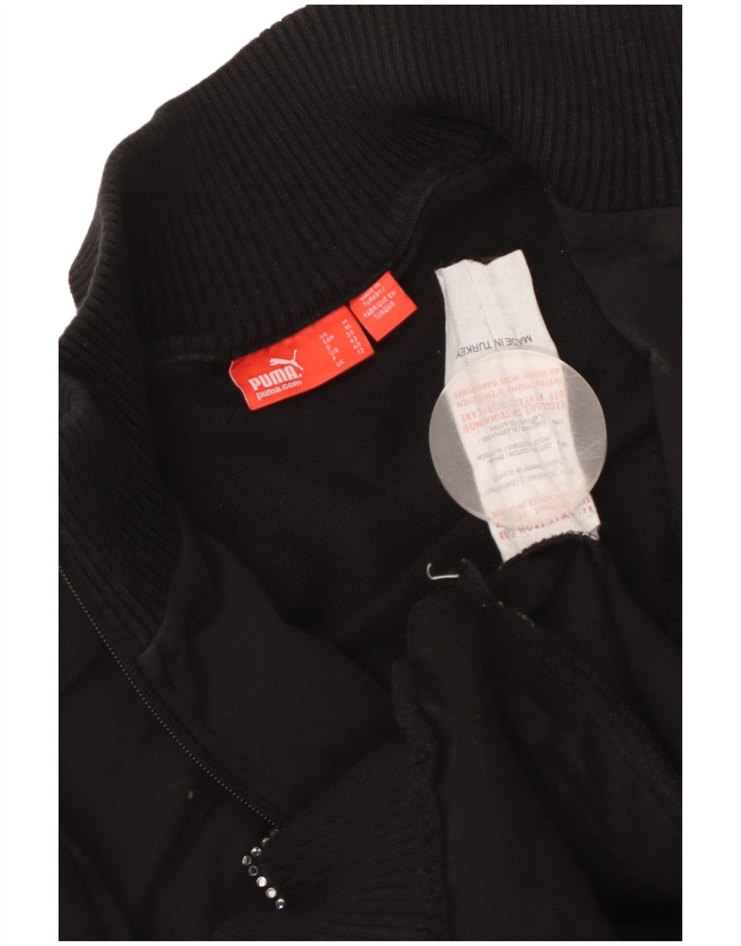 Puma Womens Graphic Tracksuit Top Jacket UK 12 Medium Black Colourblock