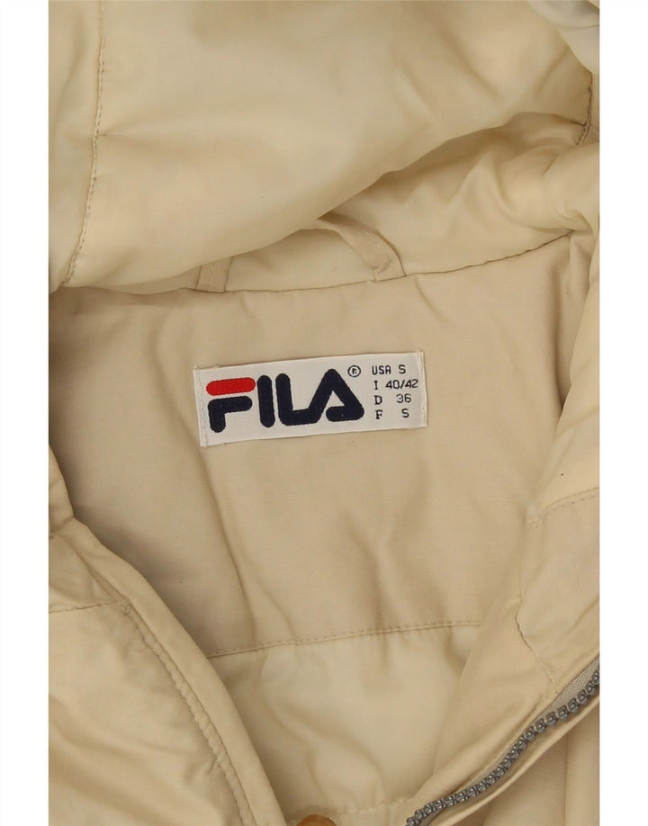 Jaqueta corta-vento masculina Fila com capuz UK 36 algodão bege pequeno