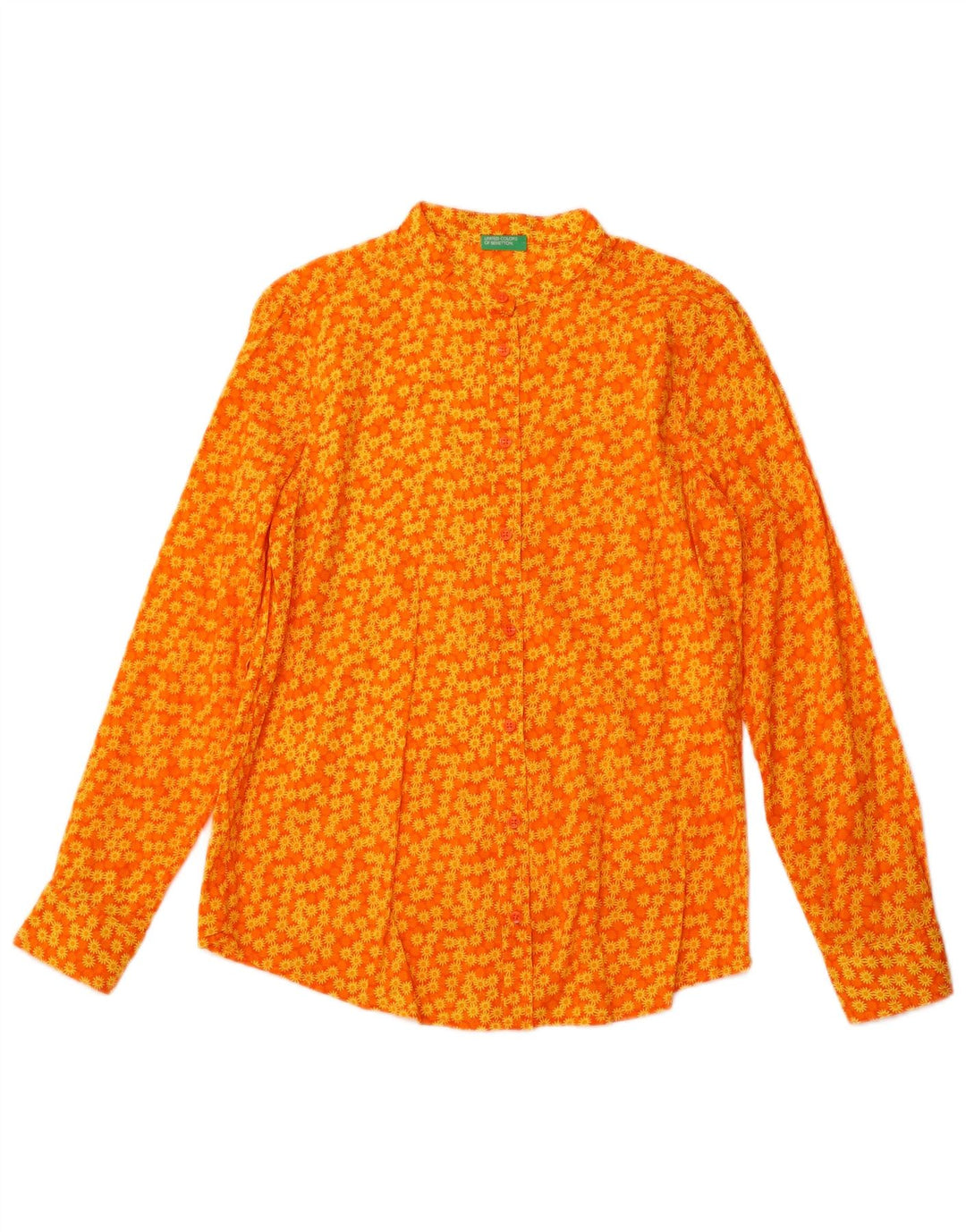 Blusa feminina BENETTON UK 12 médio laranja floral