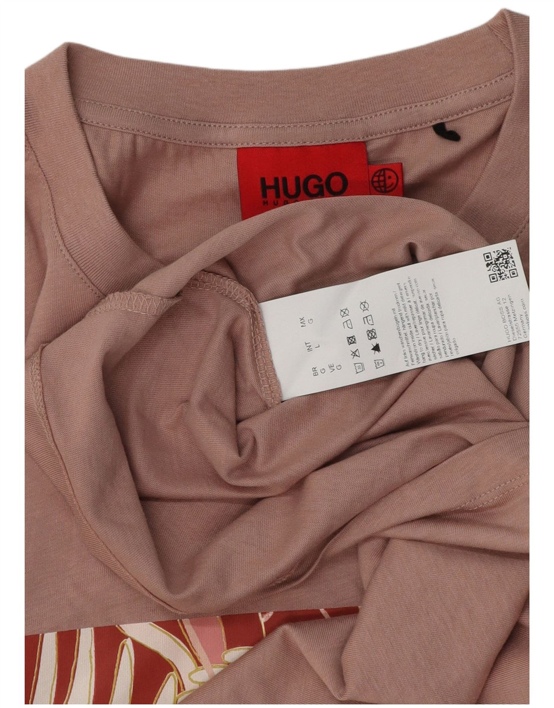 Camiseta gráfica masculina HUGO BOSS Top grande algodão rosa