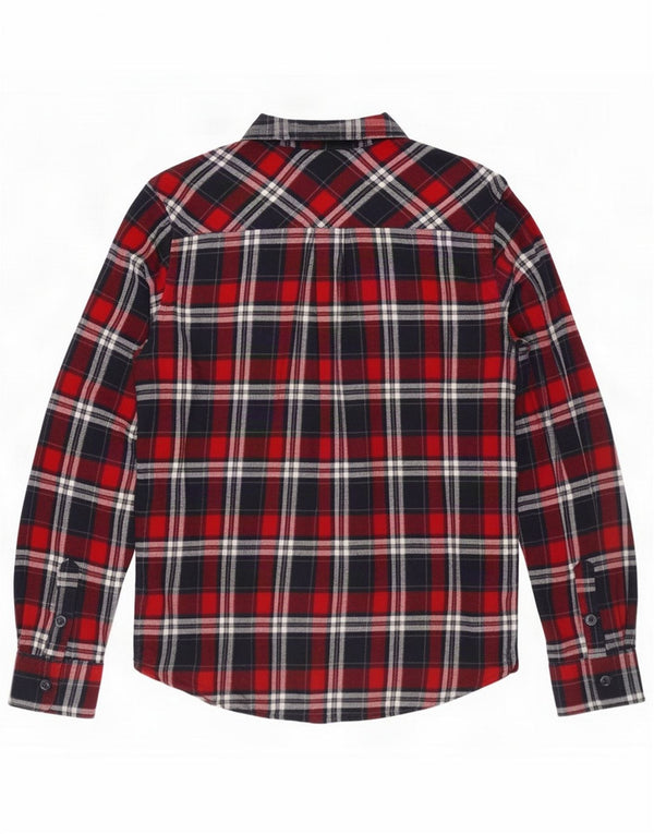 Camisa masculina de flanela Mountain Warehouse de algodão xadrez vermelho médio