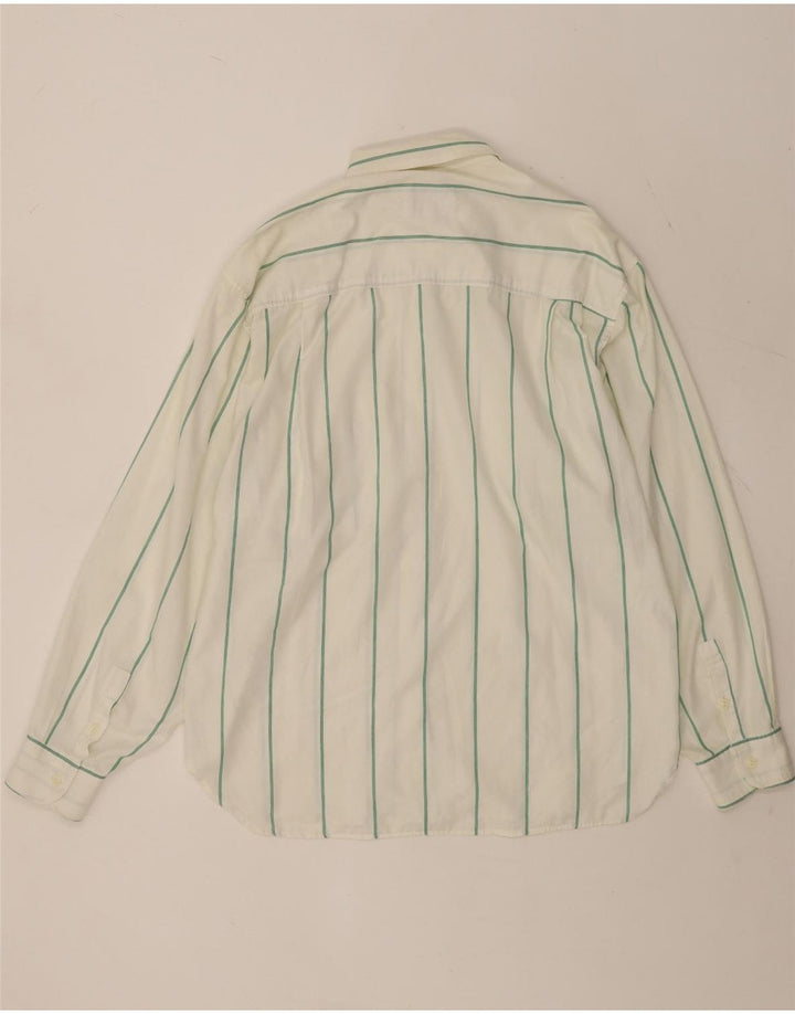 Camisa masculina vintage listrada branca média