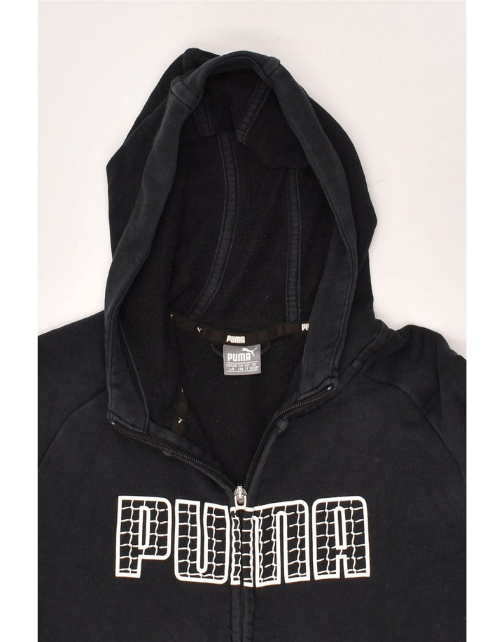 PUMA Boys Graphic Zip Hoodie Sweater 11-12 Years Black | Vintage Puma | Thrift | Second-Hand Puma | Used Clothing | Messina Hembry 