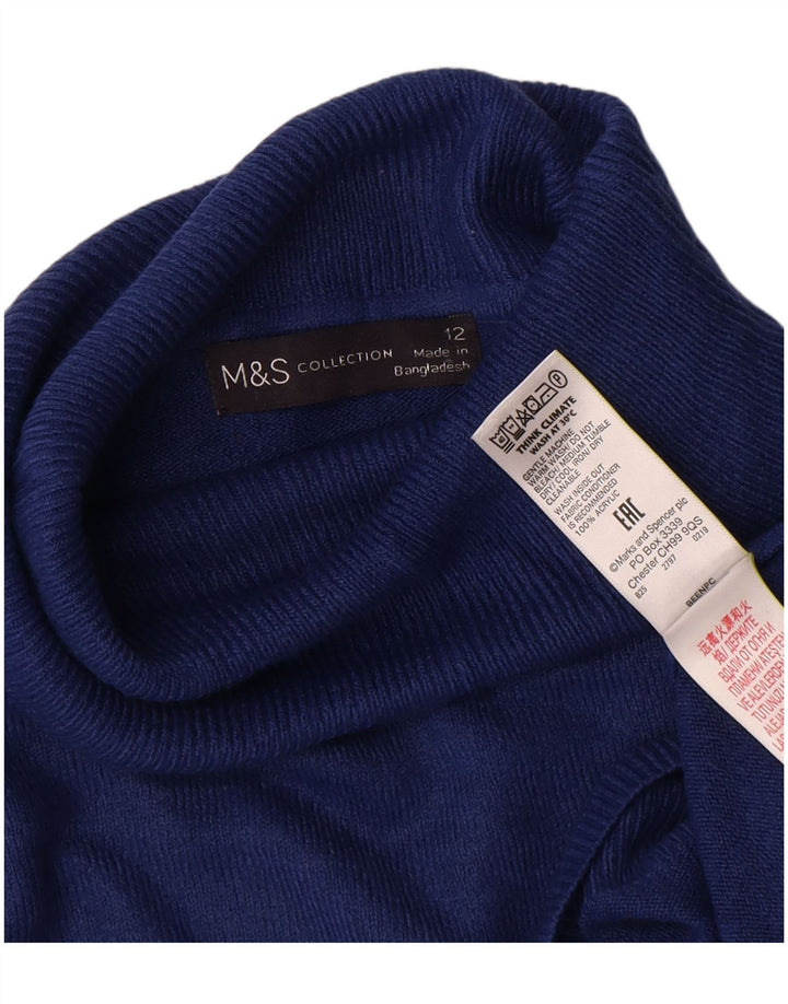 Suéter feminino Marks & Spencer com gola redonda Reino Unido 12 médio azul marinho