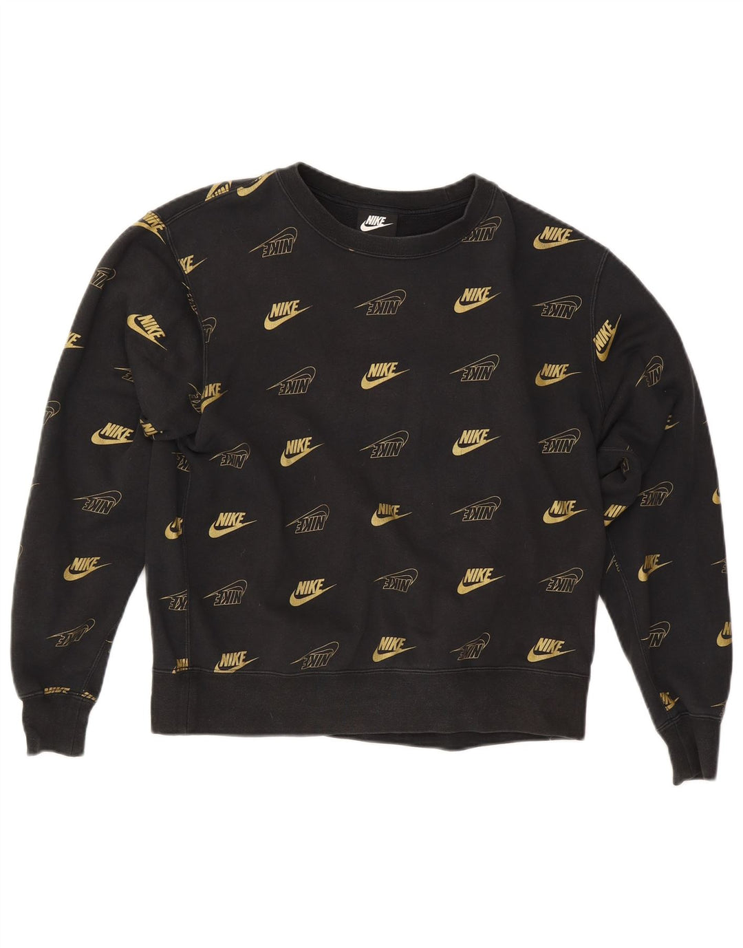 Nike feminino gráfico oversized moletom jumper reino unido 10 pequeno algodão preto