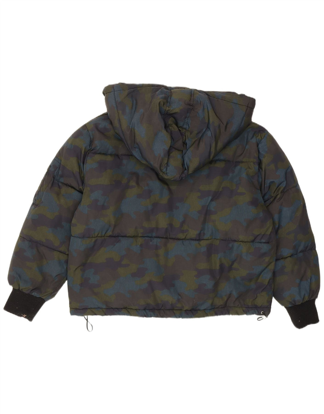 Jaqueta feminina acolchoada com capuz e capuz Zara UK 6 XS camuflagem multicolorida