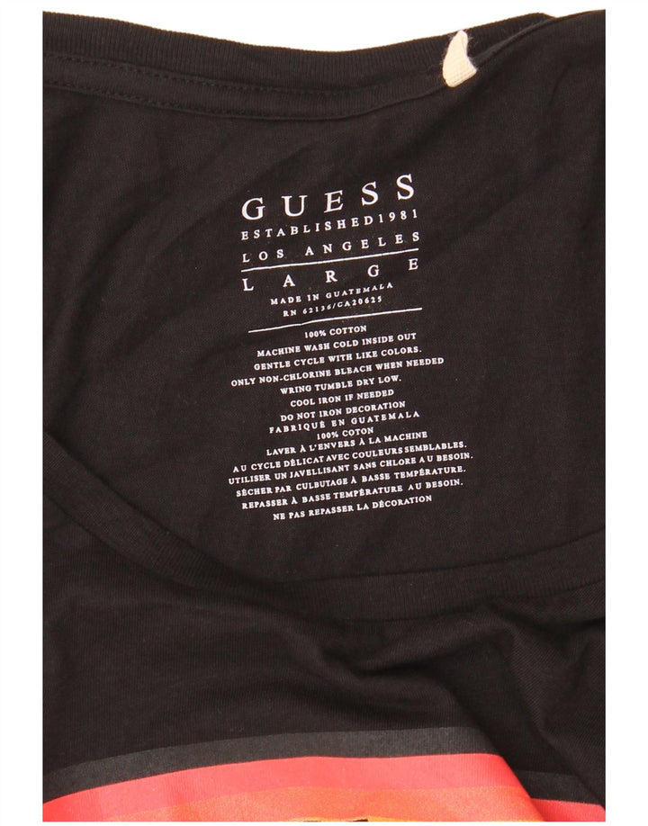 Guess Mens Colete Gráfico Top Grande Algodão Preto