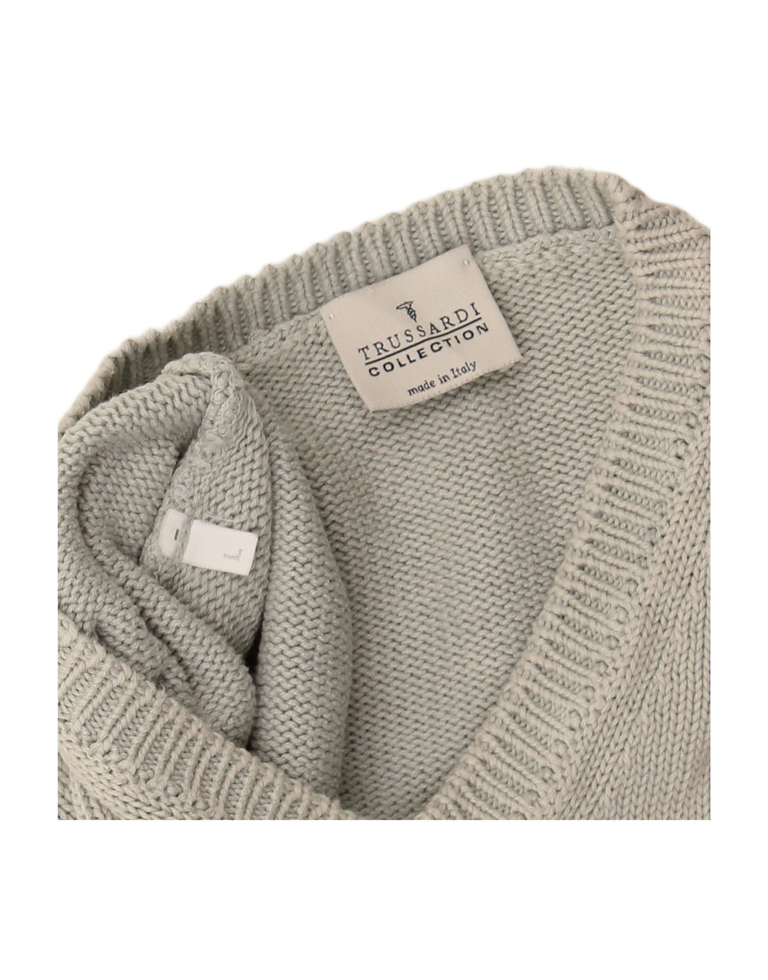 Suéter masculino TRUSSARDI com decote em V grande cinza