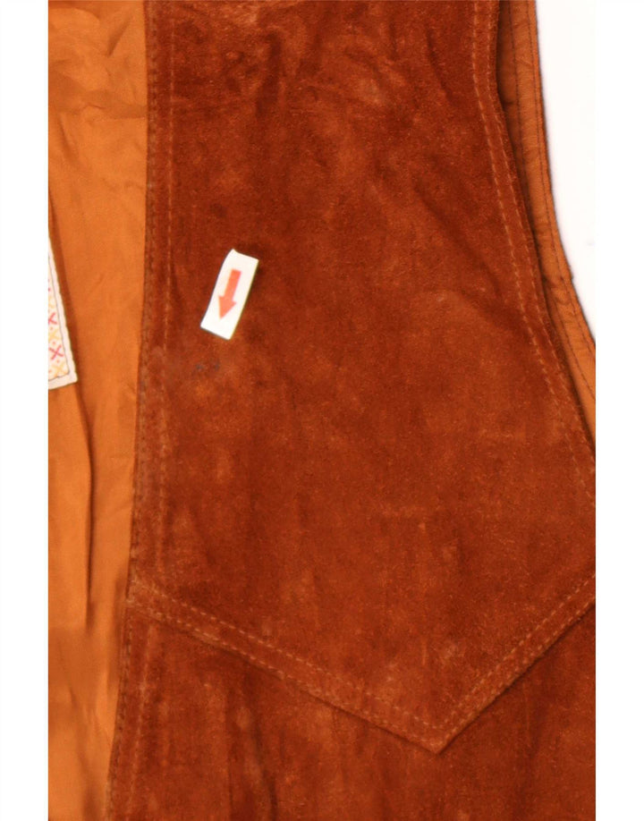 Colete Vintage Masculino em Camurça XL Marrom