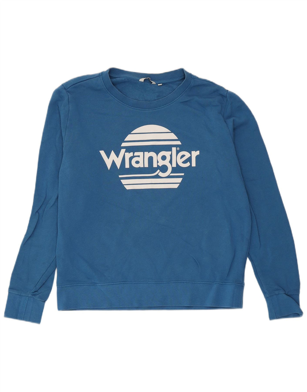 Wrangler moletom gráfico feminino jumper UK 14 algodão azul médio