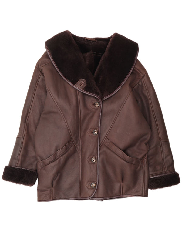 Jaqueta Shearling Feminina Vintage UK 22 3XL Marrom