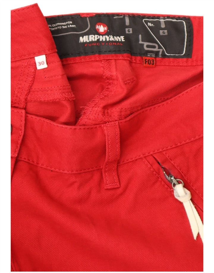 Calça chino reta feminina MURPHY & NYE W30 L32 algodão vermelho