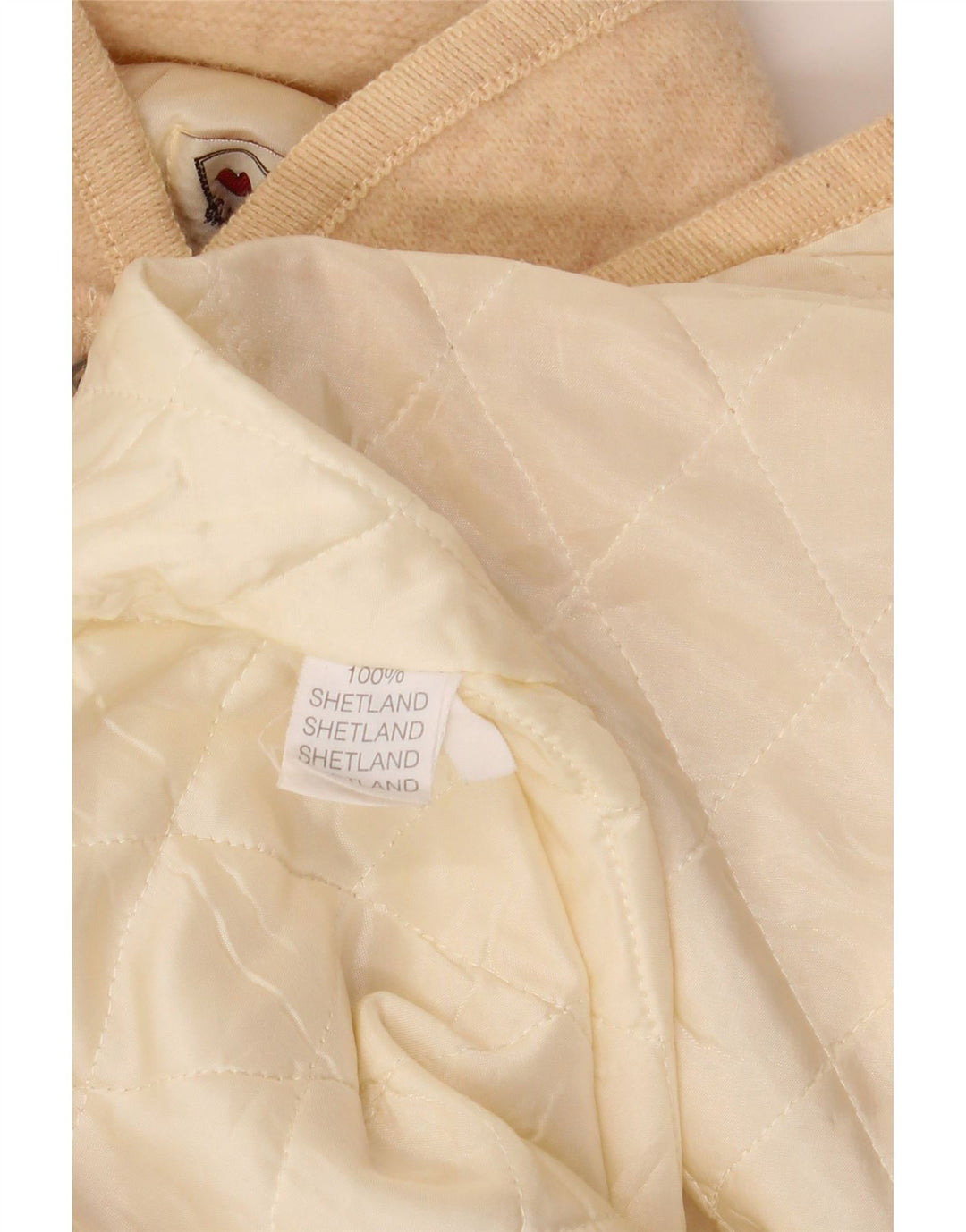 Jaqueta blazer feminina VINTAGE gráfica com 5 botões Reino Unido 14 grande bege