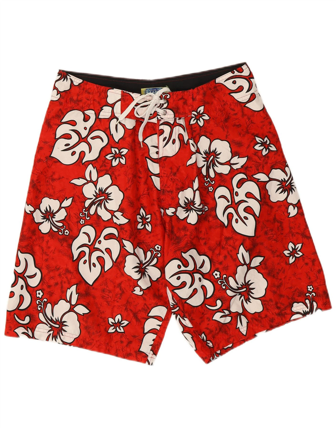 Shorts de natação masculino Sapore Di Mare médio vermelho floral poliéster havaiano