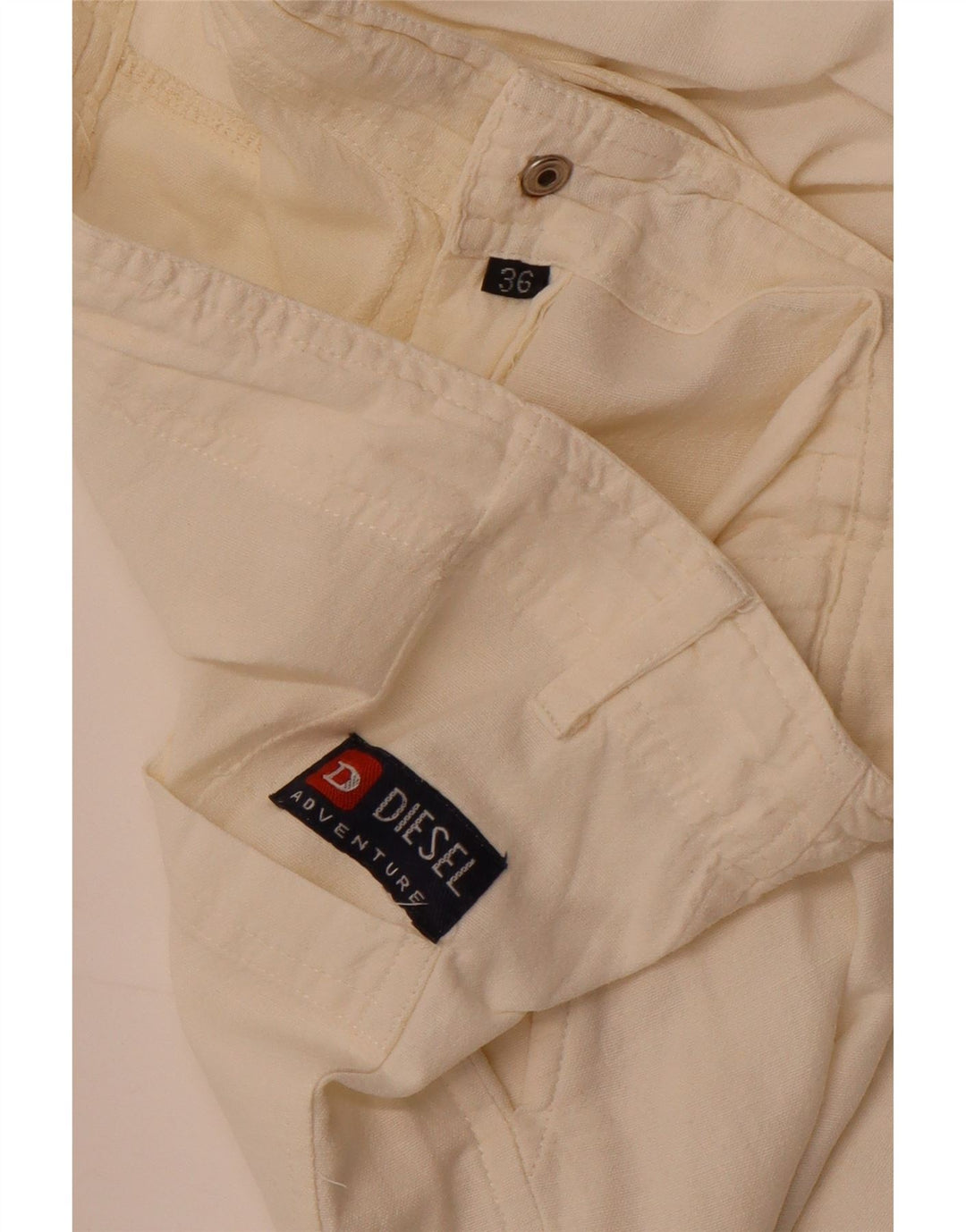 Calça feminina Diesel de perna larga W36 L27 branco