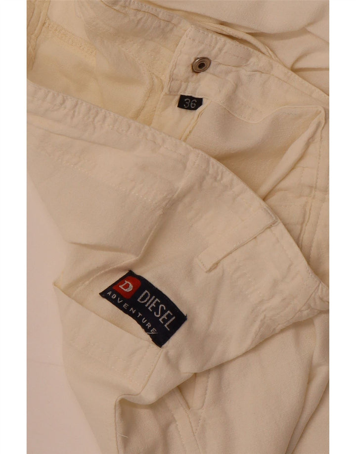 Calça feminina Diesel de perna larga W36 L27 branco