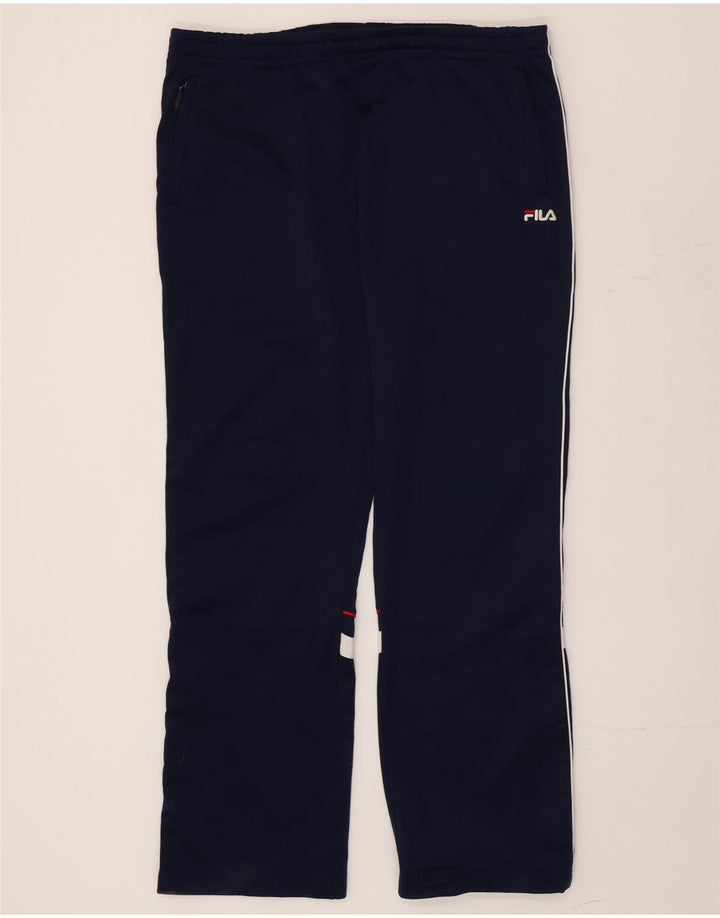 Calça de treino masculina Fila grande poliéster colorblock azul marinho