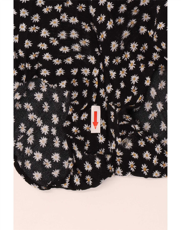 Zara Skort feminino grande W30 preto floral viscose