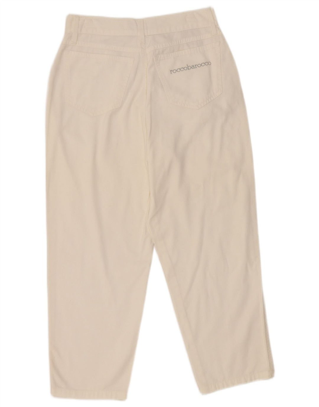 Calça capri feminina de cintura alta Roccobarocco IT 44 médio W26 L22 branca