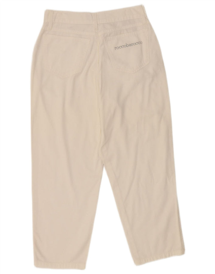 Calça capri feminina de cintura alta Roccobarocco IT 44 médio W26 L22 branca