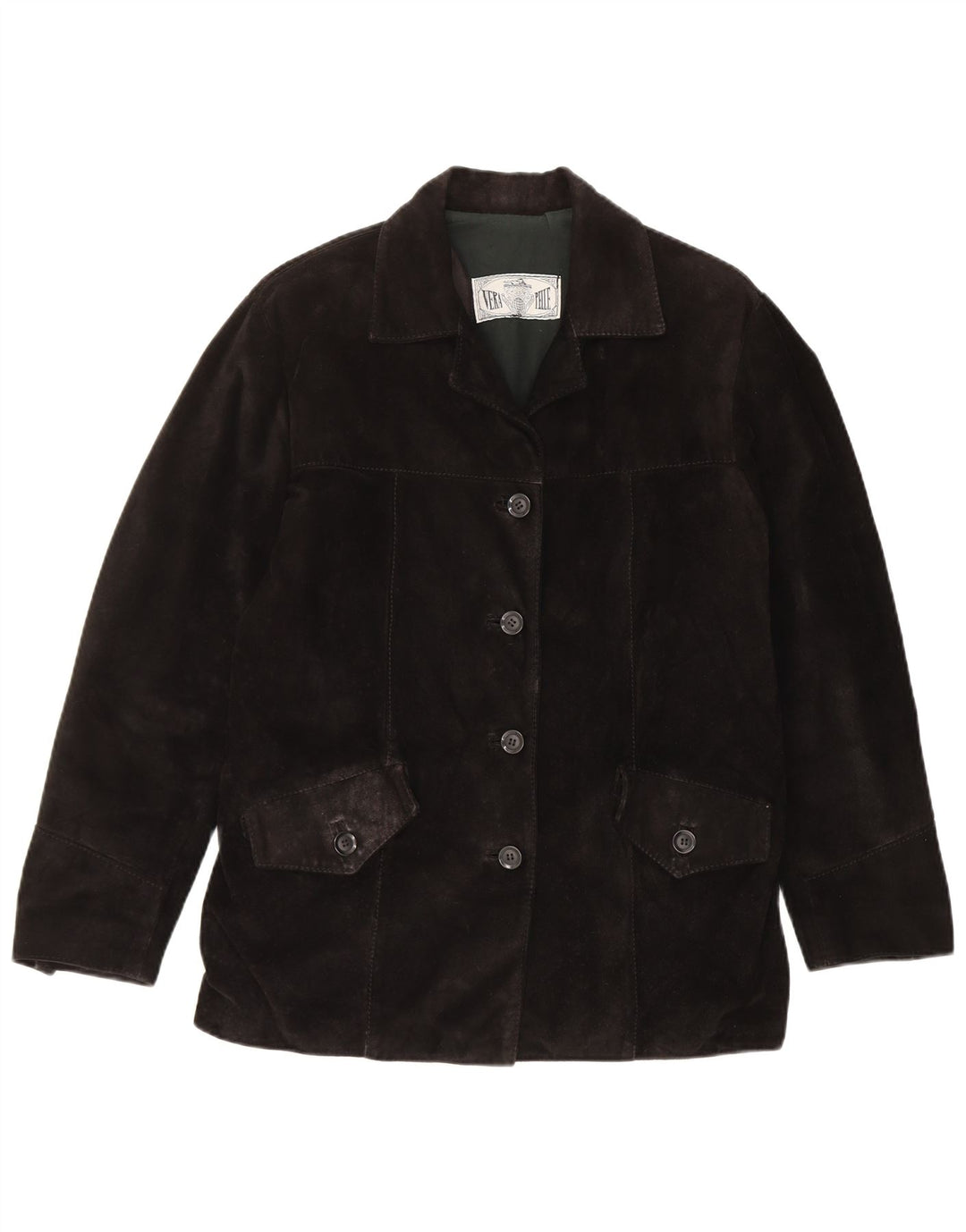 Jaqueta feminina vintage de camurça IT 42 couro preto médio