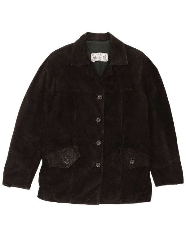 Jaqueta feminina vintage de camurça IT 42 couro preto médio
