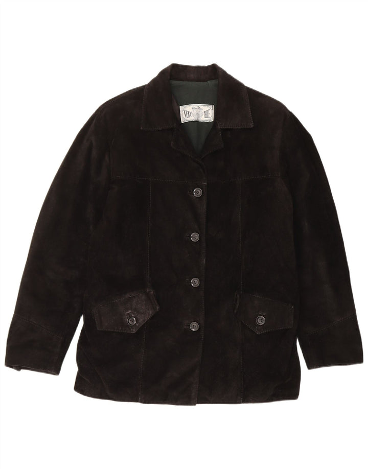 Jaqueta feminina vintage de camurça IT 42 couro preto médio