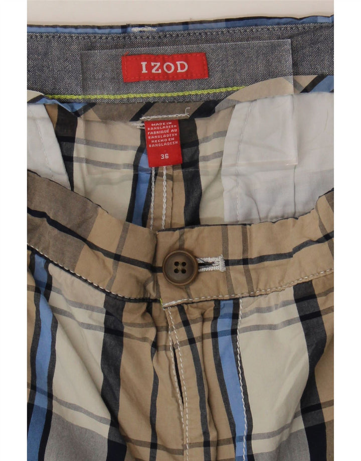 IZOD Mens Chino Shorts W36 Large Beige Check Vintage Izod and Second-Hand Izod from Messina Hembry 