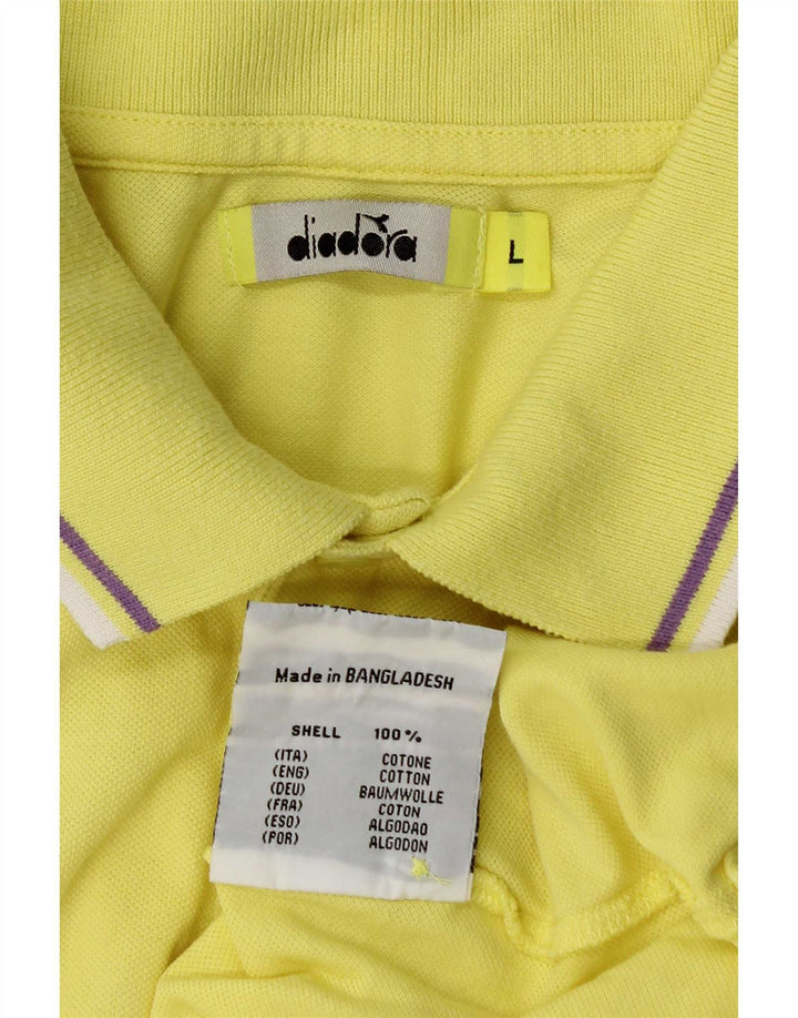 Camisa polo masculina Diadora grande algodão amarelo