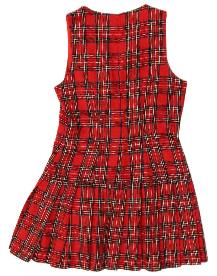Vestido feminino Pinko sem mangas evasê UK 12 xadrez vermelho médio