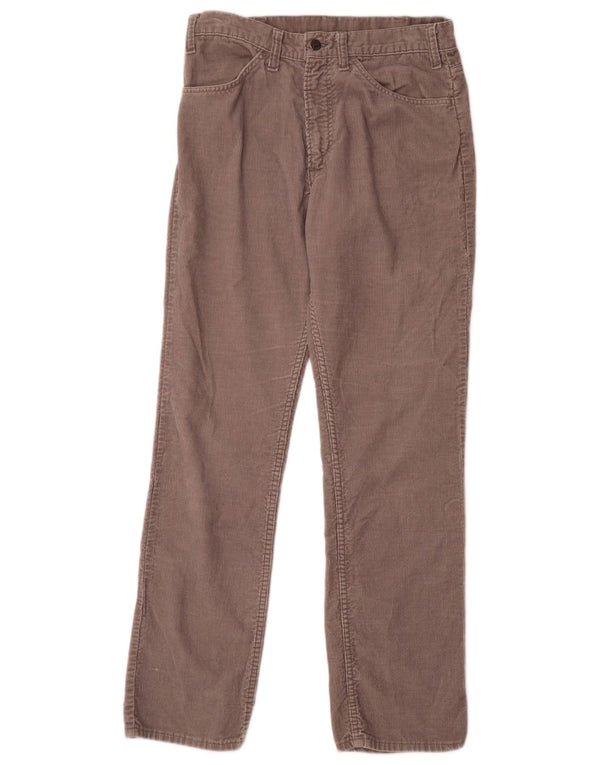 Calça vintage masculina reta de veludo cotelê W30 L31 cinza