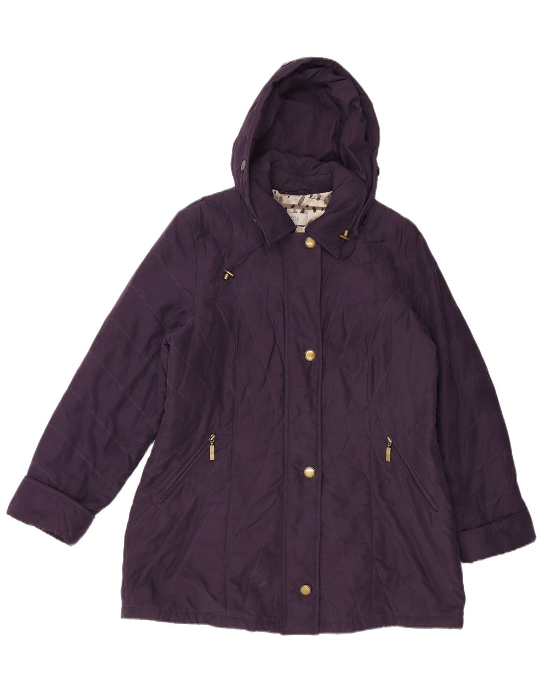 Jaqueta corta-vento feminina com capuz Marks & Spencer Reino Unido 18 XL roxo poliéster
