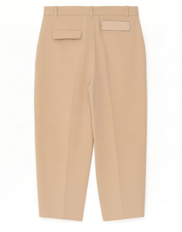 Calça feminina Zara cintura alta com pregas largas W32 L25 bege