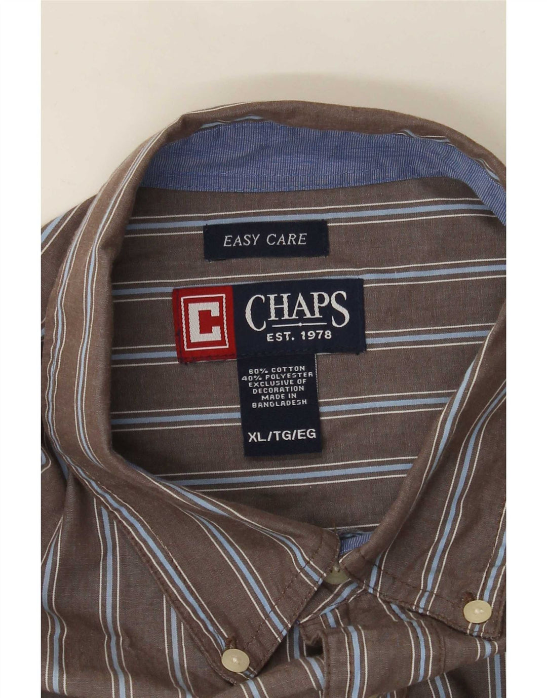 Camisa masculina Chaps Easy Care XL cinza risca de giz algodão