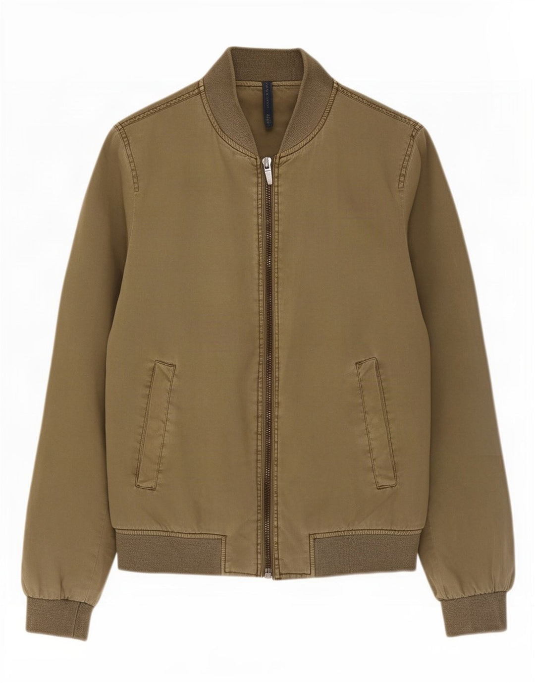 Zara Mens Bomber Jacket UK 36 Pequeno Algodão Cáqui