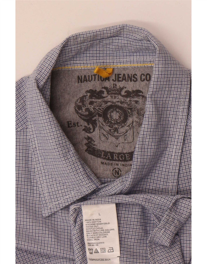 Camisa masculina Nautica de manga curta regular fit grande algodão xadrez azul