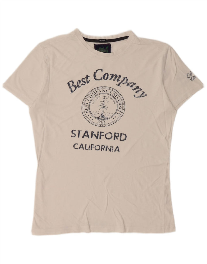 Camiseta gráfica masculina Best Company Top médio algodão branco