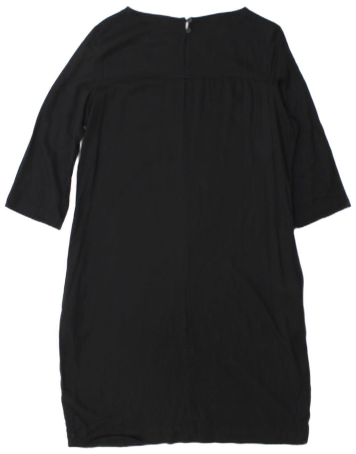 Vestido feminino Marks & Spencer manga 3/4, UK 12, viscose preta média