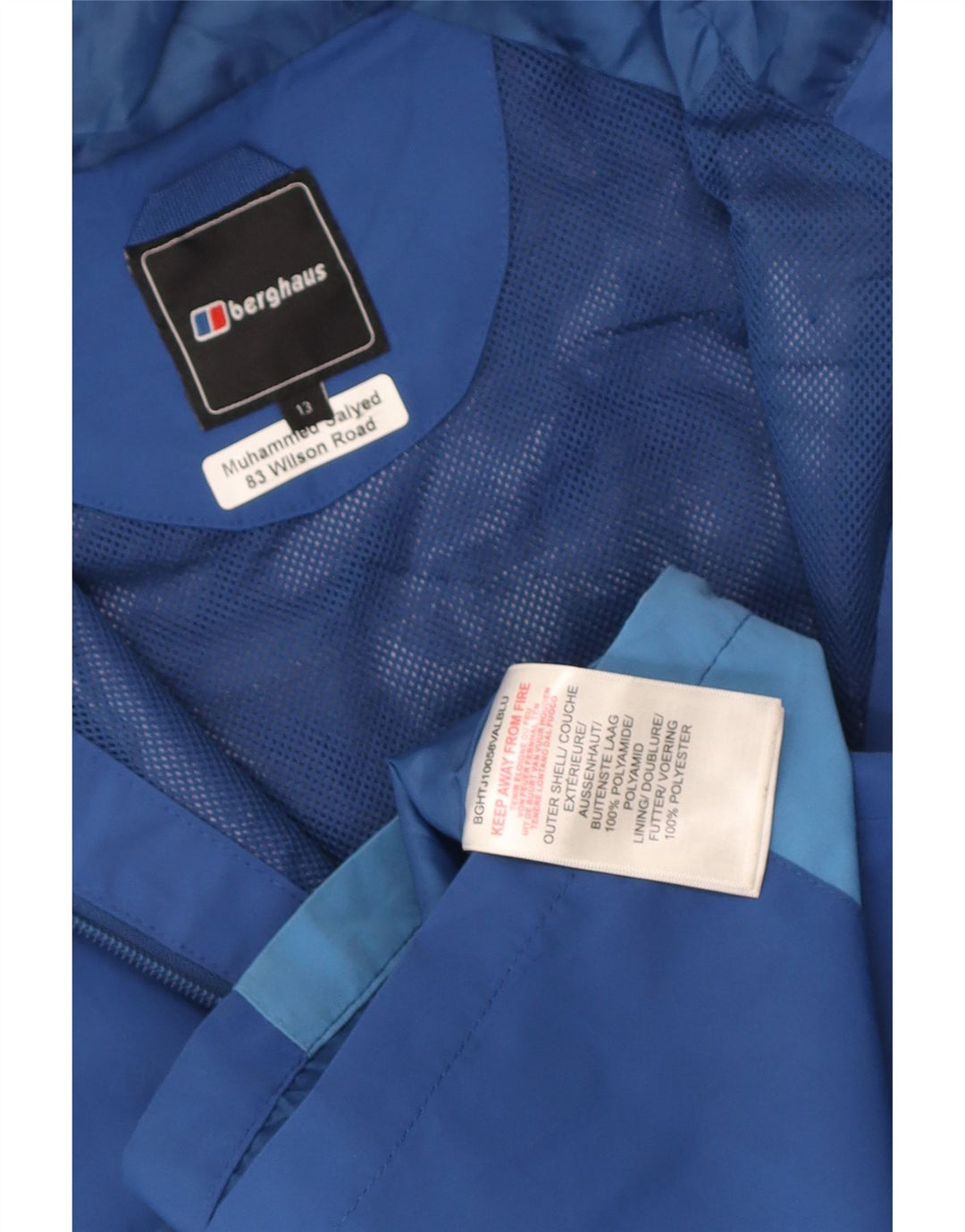 Jaqueta de chuva com capuz para meninos Berghaus 12-13 anos azul colorblock poliamida
