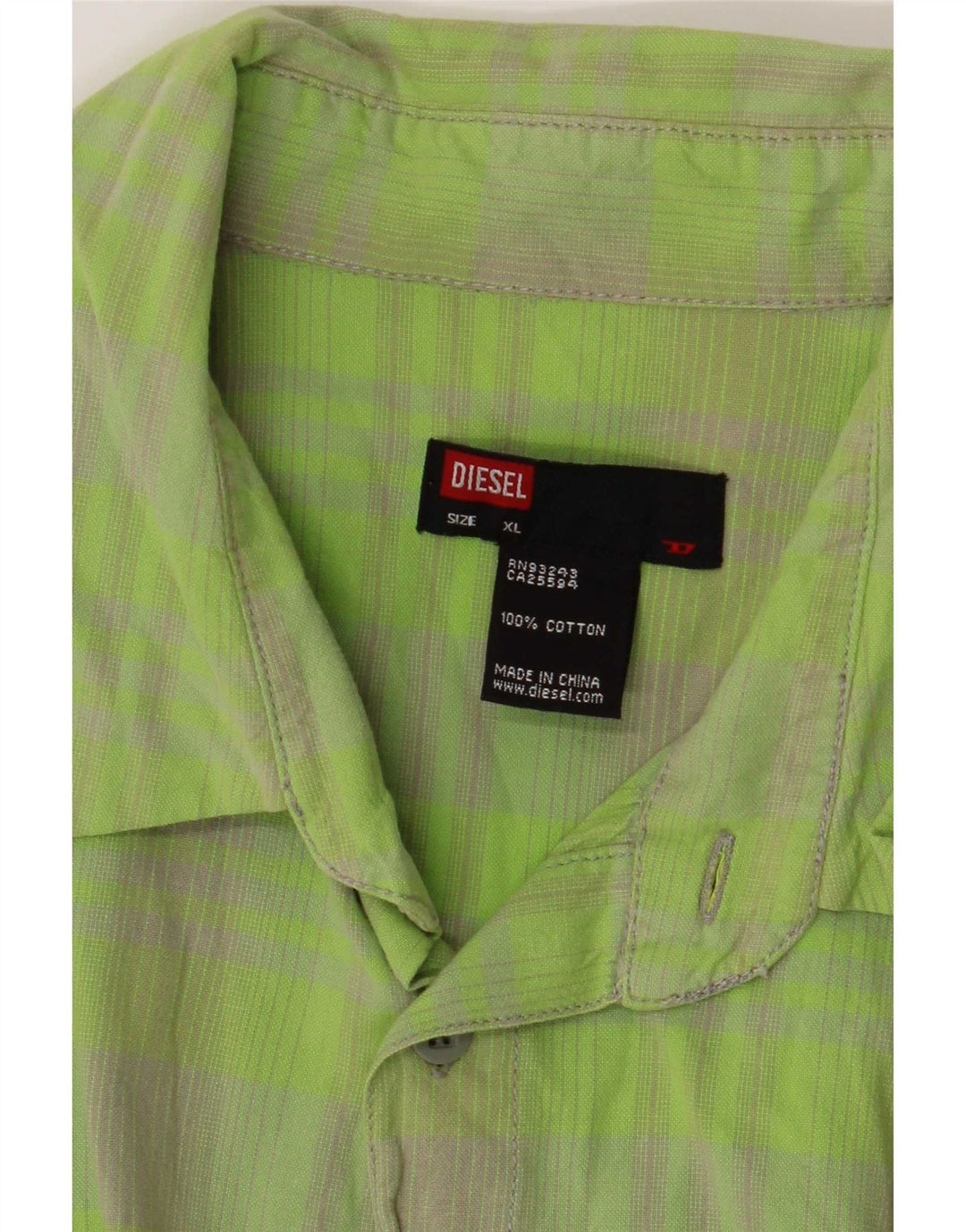 Camisa masculina Diesel XL verde xadrez algodão