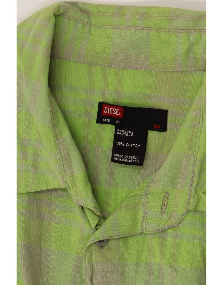 Camisa masculina Diesel XL verde xadrez algodão