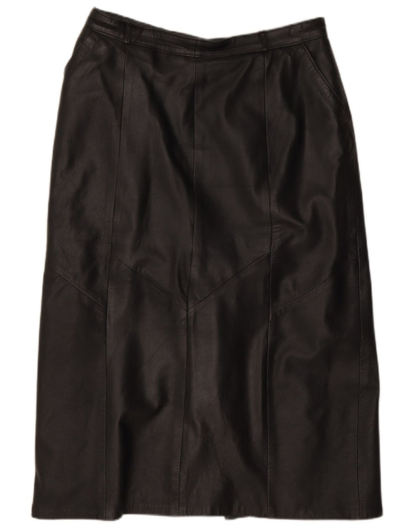 Saia de couro feminina vintage IT 42 médio W28 preta
