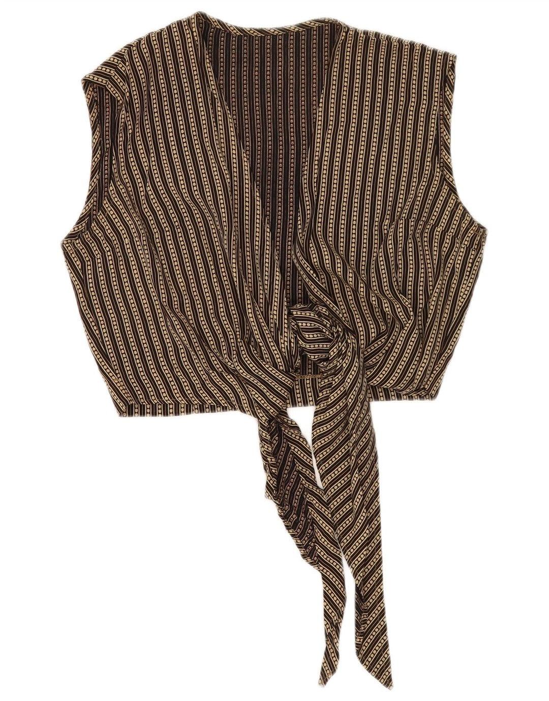 Top feminino vintage sem mangas IT 42 Viscose listrada bege médio