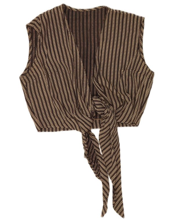 Top feminino vintage sem mangas IT 42 Viscose listrada bege médio